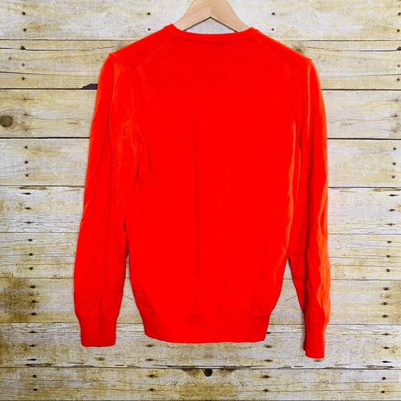 J. Lindeberg V Neck Sweater Wool Orange Medium - Picture 2 of 8